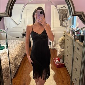 Zara Black Fringe Mini Dress